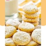 Homemade Panera lemon drop cookies piled on a plate.