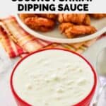 Homemade Red Lobster pina colada coconut shrimp sauce in a small bowl.