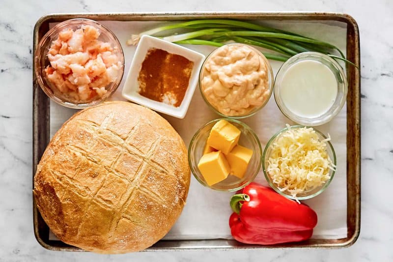 Copycat Red Lobster ultimate fondue ingredients on a tray.