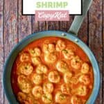Homemade Ruth's Chris barbecue shrimp in a skillet.