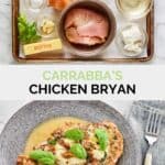 Copycat Carrabba's chicken bryan ingredients and the finished dish.