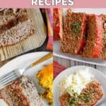 Copycat Cracker Barrel and Boston Market meatloaf sliced and on plates.