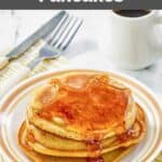 Homemade McDonald's pancakes with buttery maple syrup on a plate.