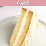 Homemade Olive Garden lemon cream cake slice on a plate.