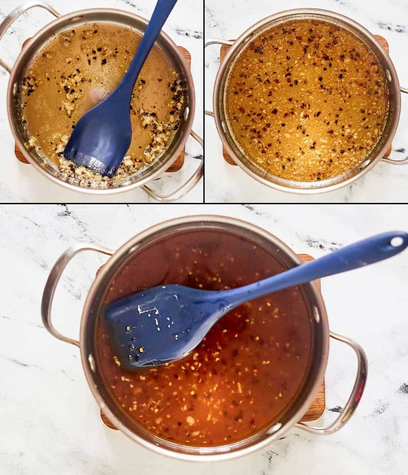 Making honey sesame sauce.