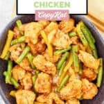 Homemade Panda Express honey sesame chicken in a large bowl.