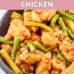 A bowl of homemade Panda Express honey sesame chicken.