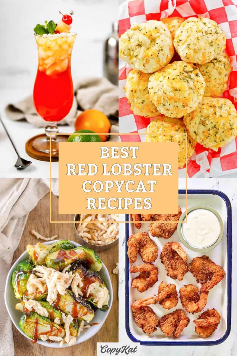 Copycat Red Lobster mai tai, cheddar bay biscuits, Brussels sprouts, and coconut shrimp.