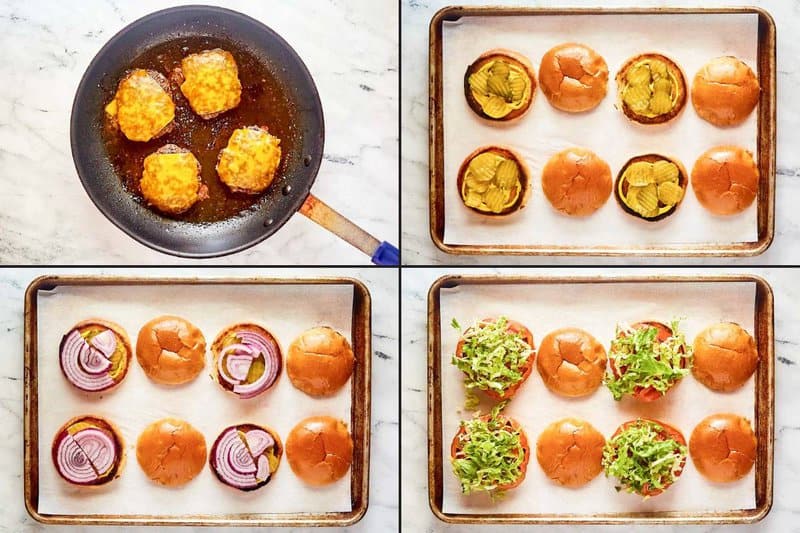 Making and assembling copycat Chili's oldtimer burgers.
