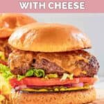 Homemade Chili's oldtimer burger on a wood board.