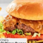 Homemade Chili's oldtimer burger with cheese.