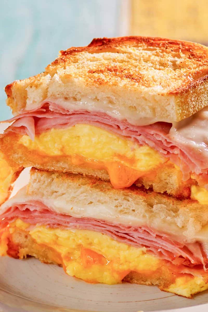 Copycat Denny's moons over my hammy sandwich cut in half and stacked.