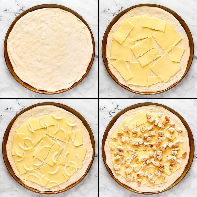 Making a copycat domino's buffalo chicken pizza.