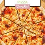 Homemade domino's buffalo chicken pizza slices on a pizza peel.