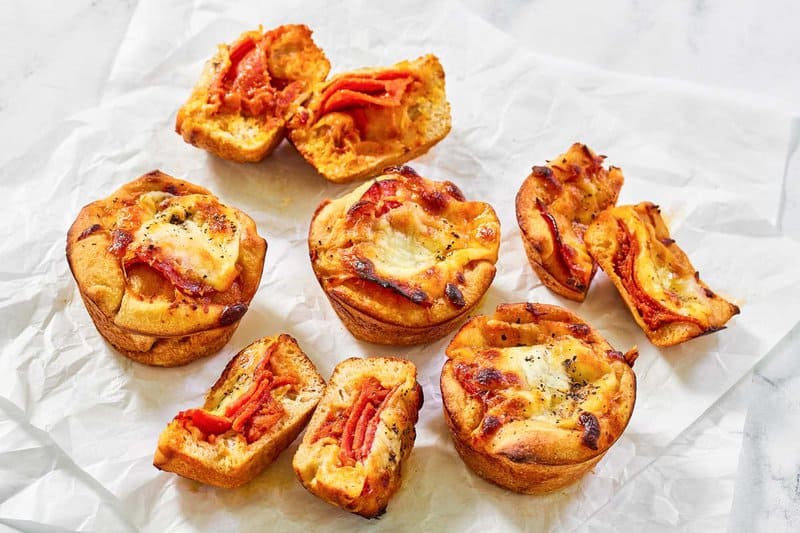Copycat Little Caesars crazy puffs whole and cut in half.