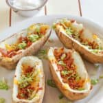 Copycat TGI Friday's potato skins on a plate.