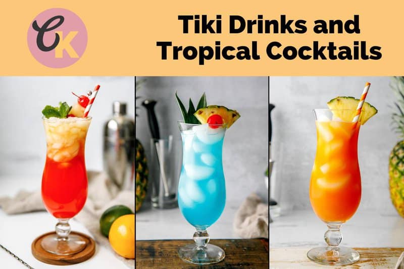 Three tiki drinks.