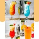 Four tiki drinks.
