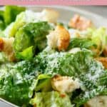 Homemade Anthony's restaurant Caesar salad on a large plate.