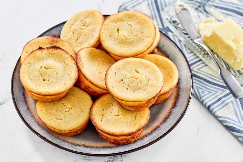 Copycat Cracker Barrel cornbread muffins and butter.