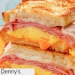 Slices of homemade Denny's moons over my hammy stacked on a plate.