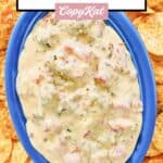 Rotel sausage cream cheese dip and tortilla chips all around it.
