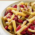 Grandma's three bean salad in a bowl.