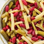 Grandma's 3 bean salad in a bowl.