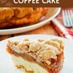 A slice of apple crumb coffee cake.