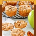 Homemade apple muffins and cinnamon sticks.