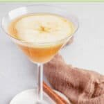 Caramel apple martini and a cinnamon stick.