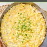 Cheesy creamed corn in a large skillet.