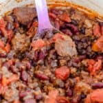 Chili in a dutch oven.