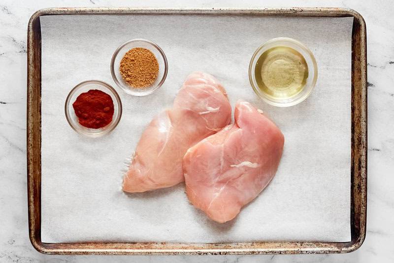 Copycat cracker barrel smoky southern chicken ingredients on a tray.