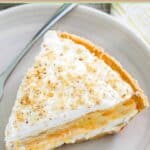 Double layer pumpkin pie slice.