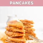 Homemade IHOP pumpkin pancakes and a fork on a plate.