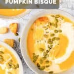 Bowls of creamy pumpkin bisque.