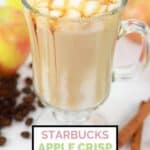 Homemade starbucks apple crisp macchiato topped with caramel apple syrup.