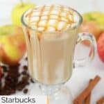 Homemade starbucks apple crisp macchiato and apples behind it.
