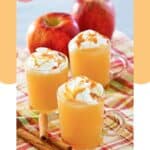 Homemade starbucks caramel apple spice drinks in glass mugs.