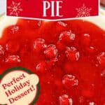 The top of a cherry cream cheese pie.