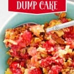 Cherry pineapple dump cake dessert serving in a bowl.