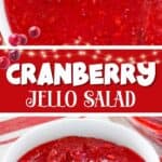 Bowls of homemade cranberry jello salad.