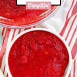Cranberry jello salad in bowls.