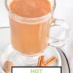 Homemade hot buttered rum, cinnamon sticks, and nutmeg.