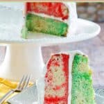2 layer red and green jello poke cake.