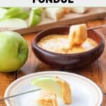 Homemade Melting Pot cheddar cheese fondue with apple and bread dippers.
