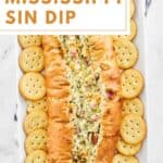 Mississippi sin dip served with crackers.