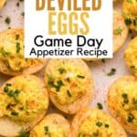 Smoked deviled eggs scattered on a platter.