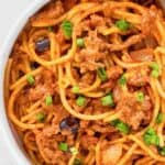 A bowl of taco spaghetti.